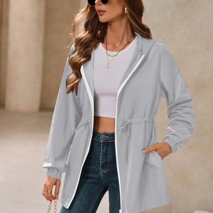 Outdoor Waterproof Long Sleeve Hooded Windbreaker