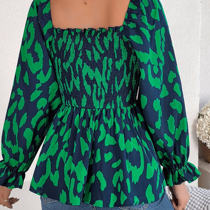 Square Neck Flounce Sleeve Blouse