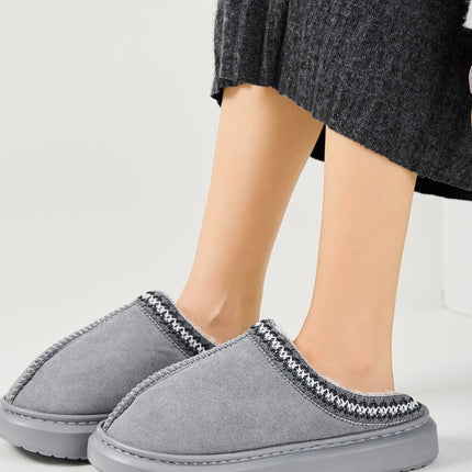 Faux Fur Suede Platform Slippers