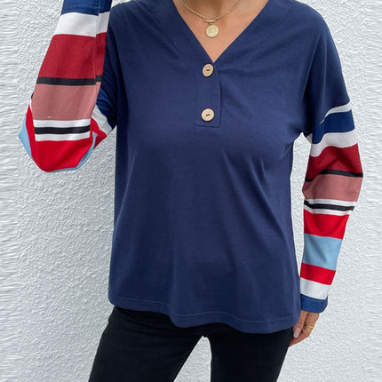 Double Take Dropped Shoulder V-Neck Buttoned Front Tee