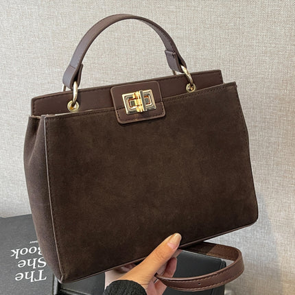 Solid Color Handbag with Removable Strap