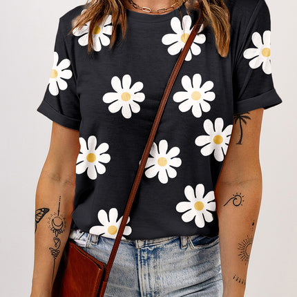 Printed Round Neck Short Sleeve T-Shirt