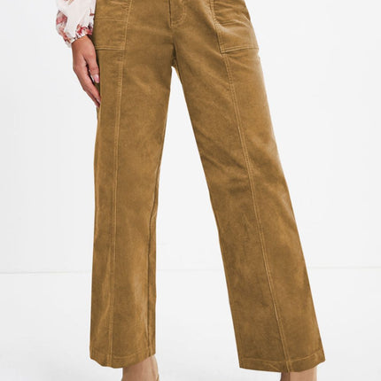 Half Elastic Waist Straight Pants