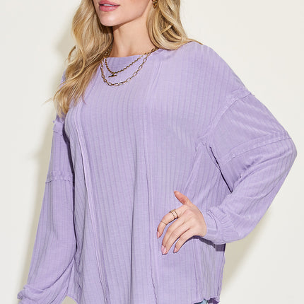 Basic Bae Full Size Ribbed Round Neck Long Sleeve T-Shirt