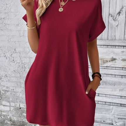 Round Neck Short Sleeve Mini Dress