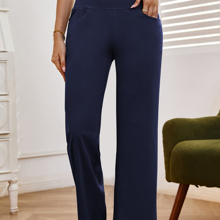 High Waist Wide Leg Pants with Pockets