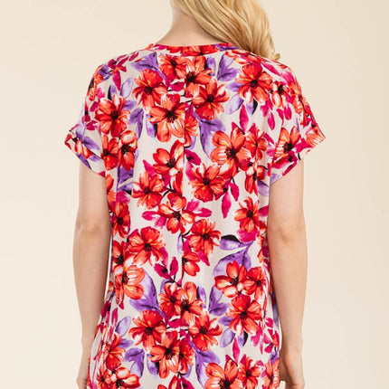 Celeste Full Size Round Neck Short Sleeve Floral T-Shirt