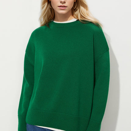 Basic Bae Round Neck Dropped Shoulder Long Sleeve Sweater