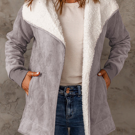 Open Front Long Sleeve Sherpa Jacket