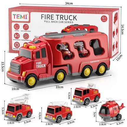 TEMI Diecast Carrier Truck Toys Cars Engineering  Vehicles  Excavator Bulldozer Truck Model Sets Kids Educational Boys For Toys