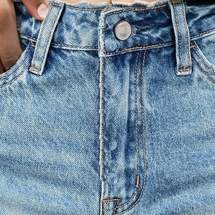 Raw Hem Denim Shorts with Pockets