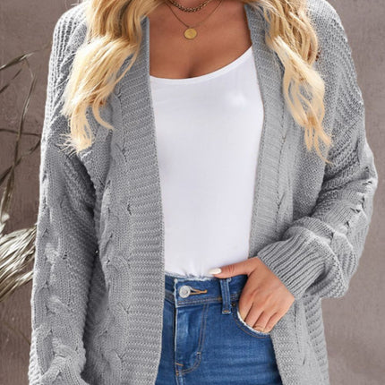 Cable-Knit Open Front Cardigan