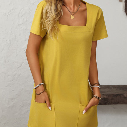 Mandy Square Neck Short Sleeve Mini Dress