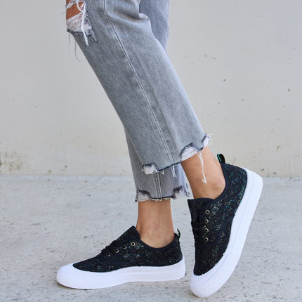 Forever Link Sequin Lace-Up Platform Sneakers