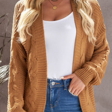 Cable-Knit Open Front Cardigan