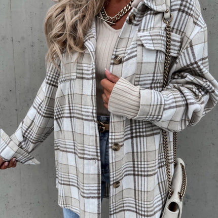 Plaid Button Up Jacket with Removable Hood