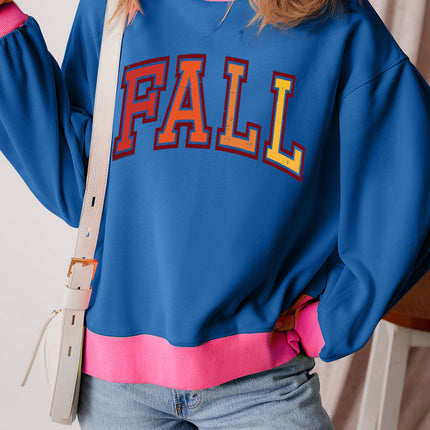 Letter Graphic Contrast Long Sleeve Sweatshirt