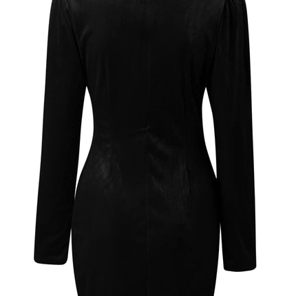 Ruched Surplice Long Sleeve Mini Dress