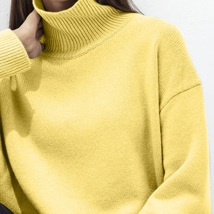 Turtleneck Drop Shoulder Long Sleeve Sweater