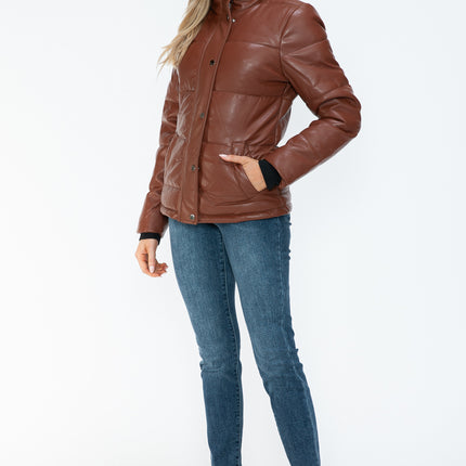 YMI Pocketed Zip Up Turtleneck Puffer Jacket