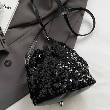 Sequin Drawstring Bucket Bag