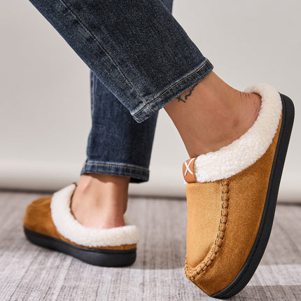 Contrast Round Toe Flat Slippers