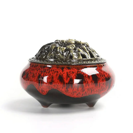 Fashion Lucky Home Decoration for Incense Black Glaze Disc Censer Ceramic Incense Burner Incense Seat Indoor Household