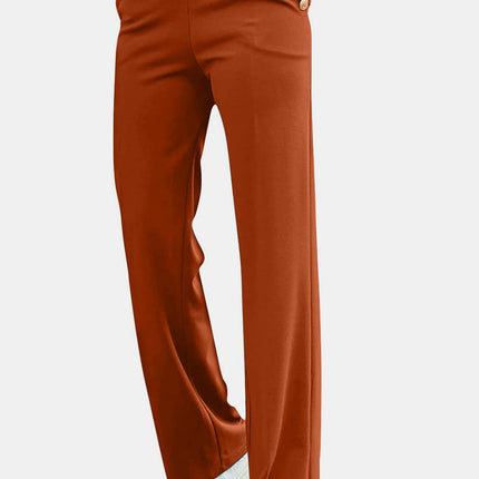 Decorative Button High Rise Pants