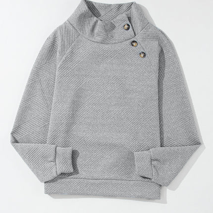 Textured Turtleneck Long Sleeve Sweatshirt