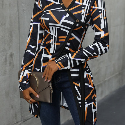 Geometric Surplice Long Sleeve T-Shirt