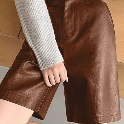 PU Leather High Rise Shorts