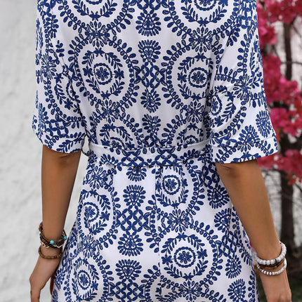 Tied Printed Short Sleeve Romper