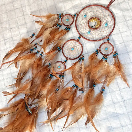 2023 New Dream catchers Retro 5 Ring Dream Catchers Home Decoration Indians Natural Stone Tree of Life Dreamcatcher Wall Hanging