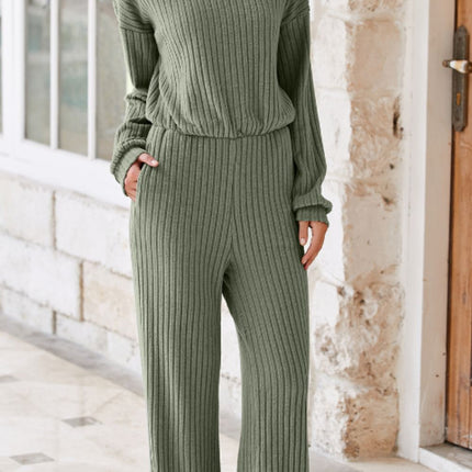 Round Neck Long Sleeve Jumpsuit - Vickie Lynn's