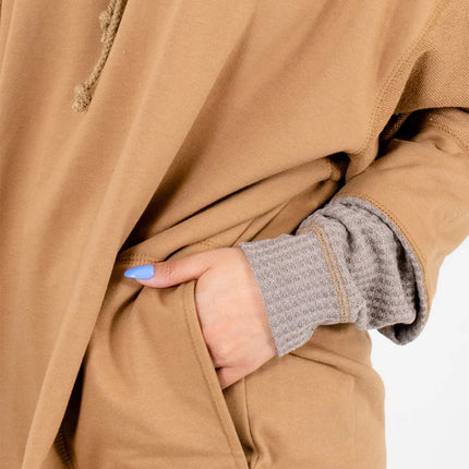 Drawstring Contrast Long Sleeve Hoodie