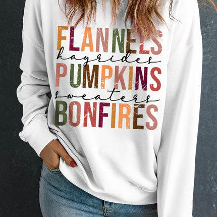 Letter Graphic Round Neck Long Sleeve Sweatshirt