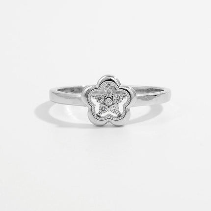 925 Sterling Silver Zircon Flower Ring