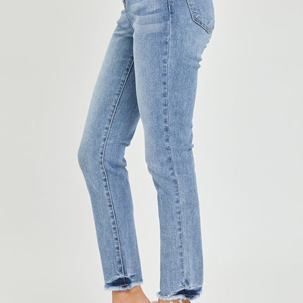 RISEN Full Size High Rise Frayed Hem Skinny Jeans