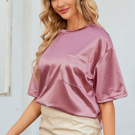 Double Take Round Neck Dropped Shoulder Top