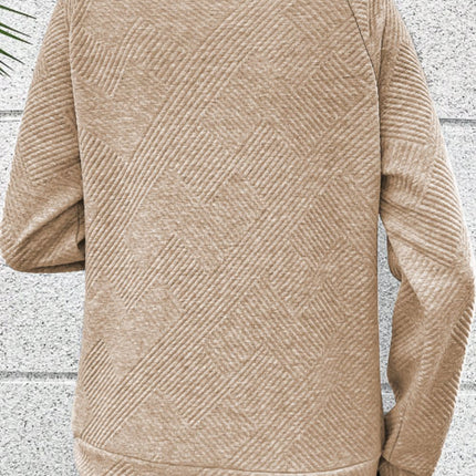 Textured Turtleneck Long Sleeve Sweatshirt