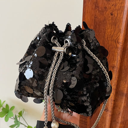 Drawstring Sequin Crossbody Bag