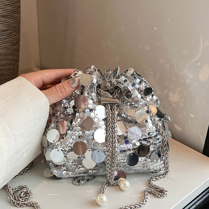 Drawstring Sequin Crossbody Bag