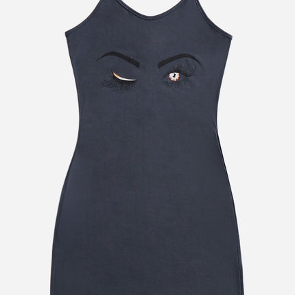 Graphic Scoop Neck Mini Cami Dress