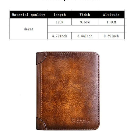 Genuine Leather Rfid Protection Wallets for Men Vintage Thin Short Multi Function ID Credit Card Holder Money Bag