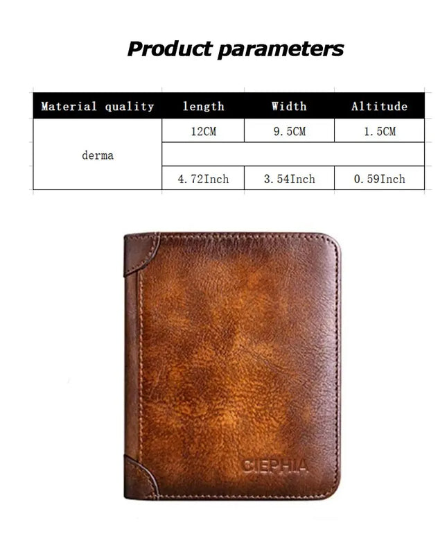 Genuine Leather Rfid Protection Wallets for Men Vintage Thin Short Multi Function ID Credit Card Holder Money Bag