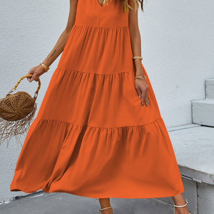 Tiered V-Neck Sleeve Dress