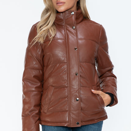 YMI Pocketed Zip Up Turtleneck Puffer Jacket