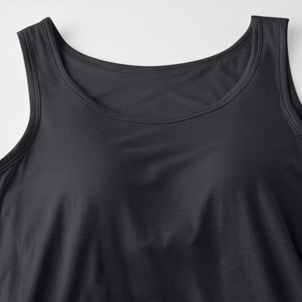 Round Neck Wide Strap Mini Tank Dress with Bra