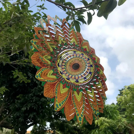 Birds And Flowers Stainless Steel 3D Rotating Wind Spinner Chime Mirror Metal Home Garden Decoration Outdoor Indoor Ornaments - Vickie Lynn's
