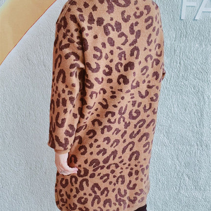 Leopard Round Neck Long Sleeve Sweater